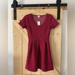 NWT J CREW Red and Navy blue striped mini dress size 2